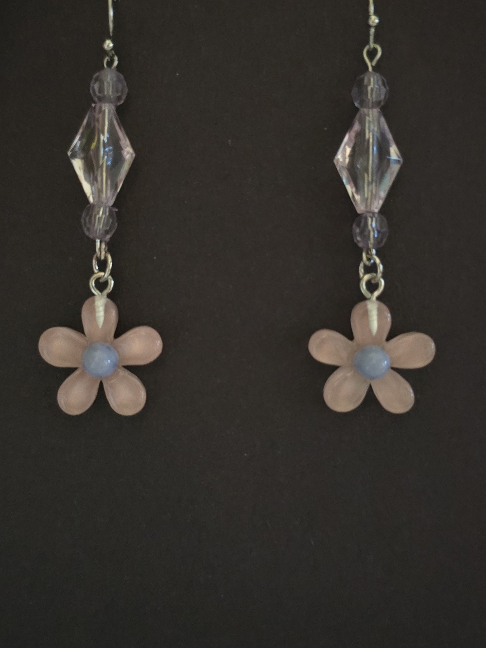 Delicate Pink Flower Drop Earrings - Women Jewelry